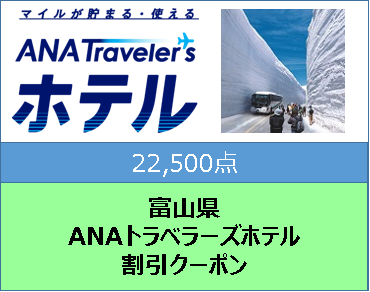 富山県　ANAトラベラーズホテル割引クーポン（22,500点）