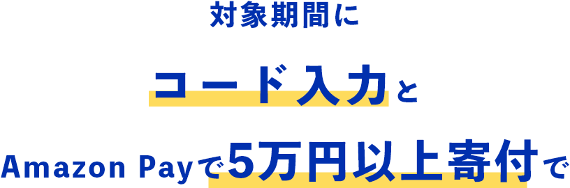 対象期間にコード入力とAmazon payで5万円以上寄付で