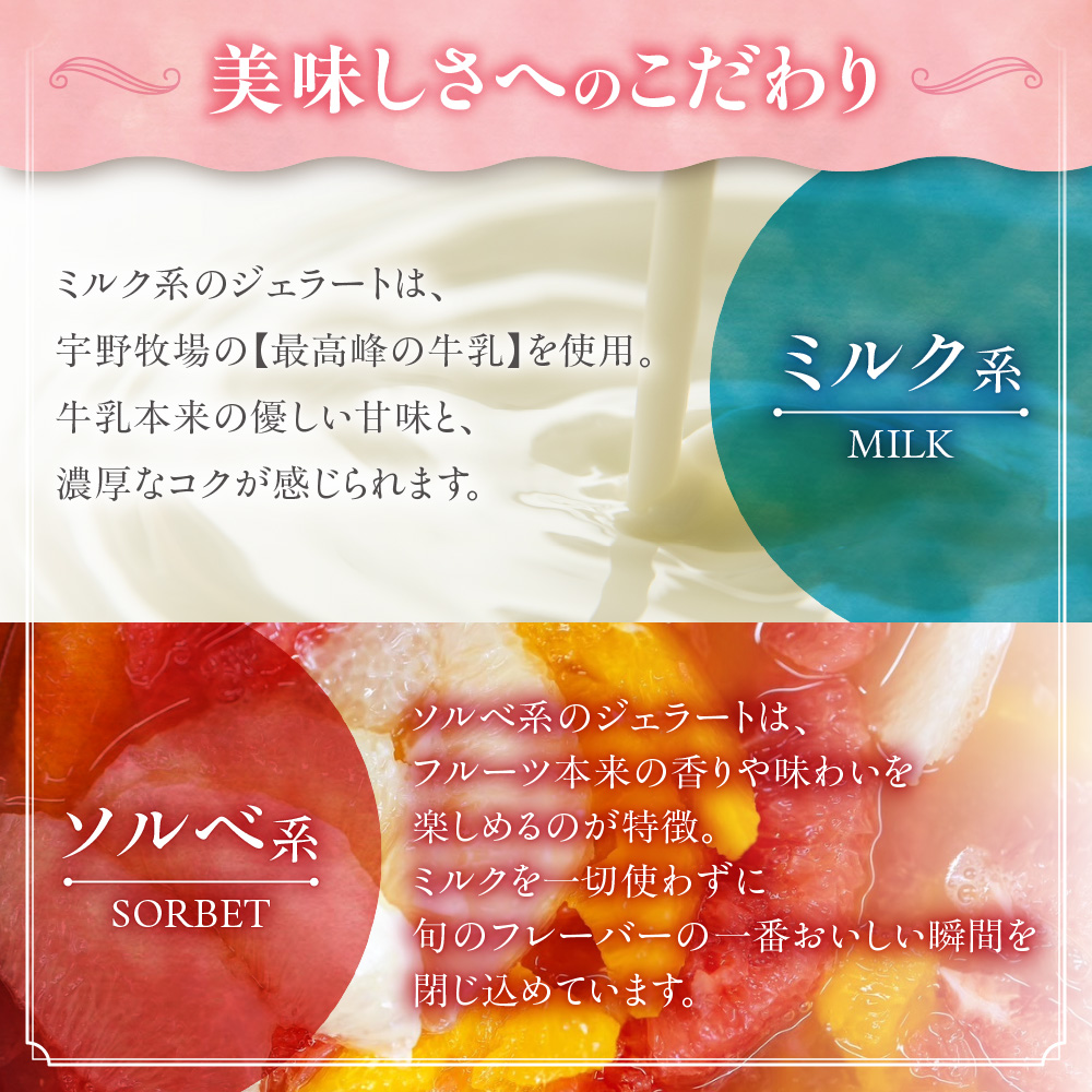 幸せな牛のミルクからできたジェラート パティシエおまかせ6個セット