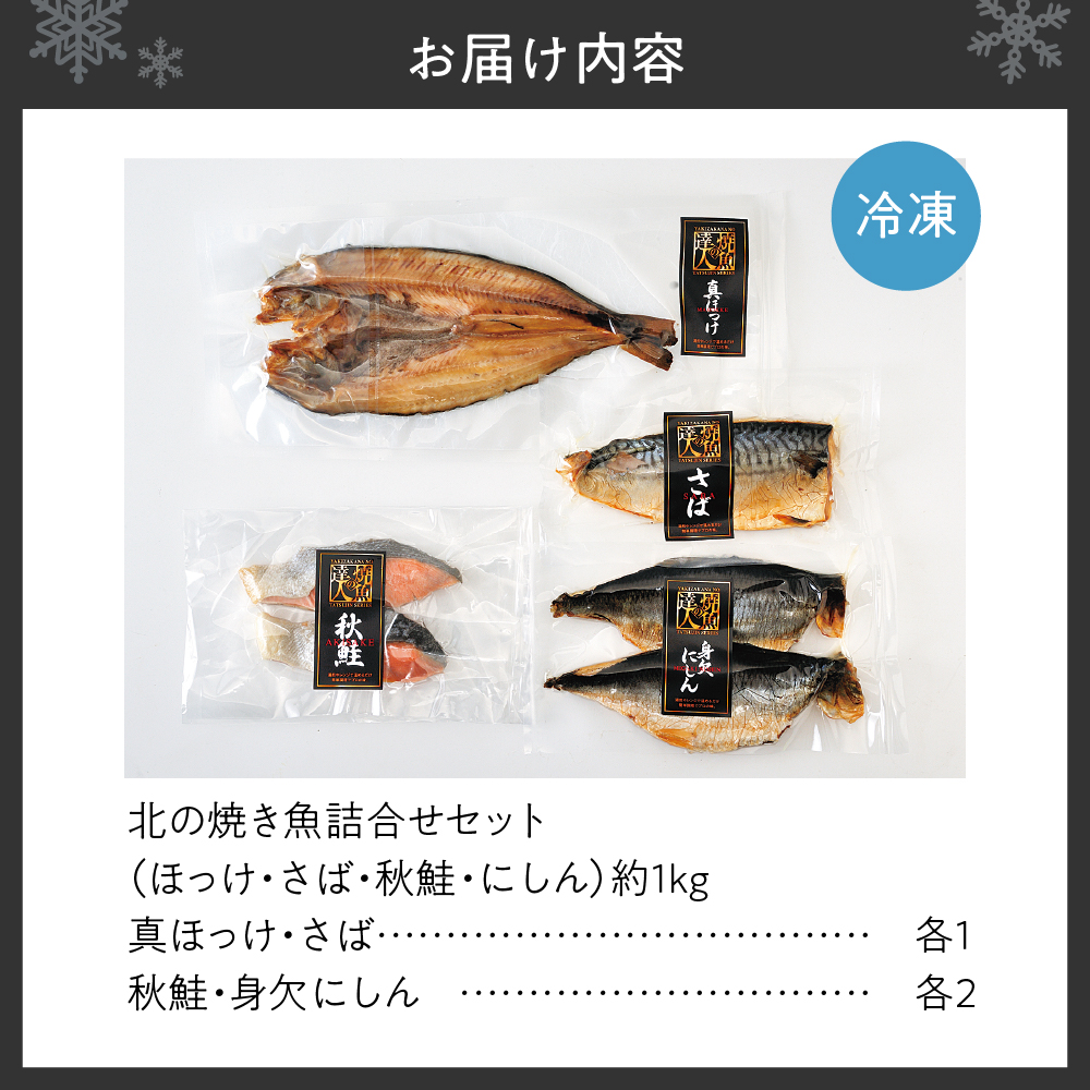 北の焼き魚詰合せセット（ほっけ・さば・秋鮭・にしん）
