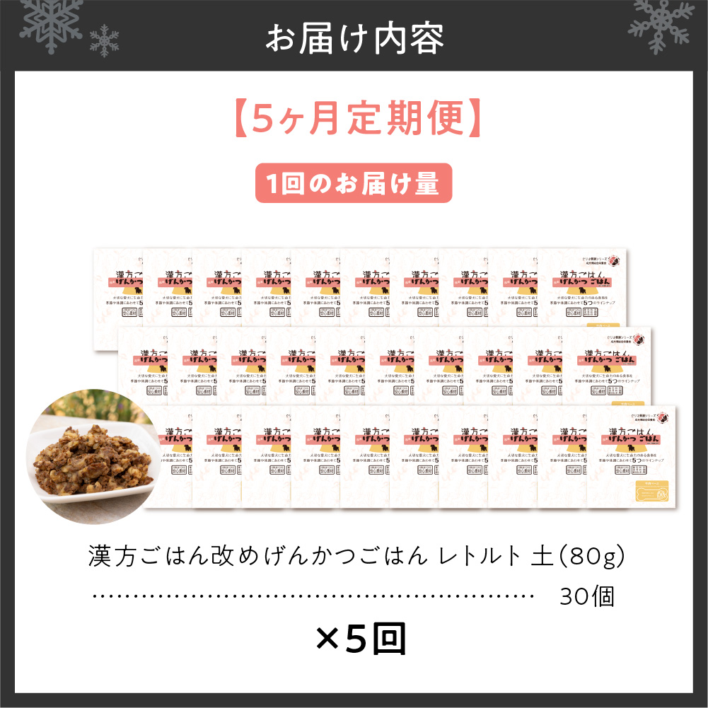 【定期便】漢方ごはん改めげんかつごはんレトルト『土』30個（30個×5回）