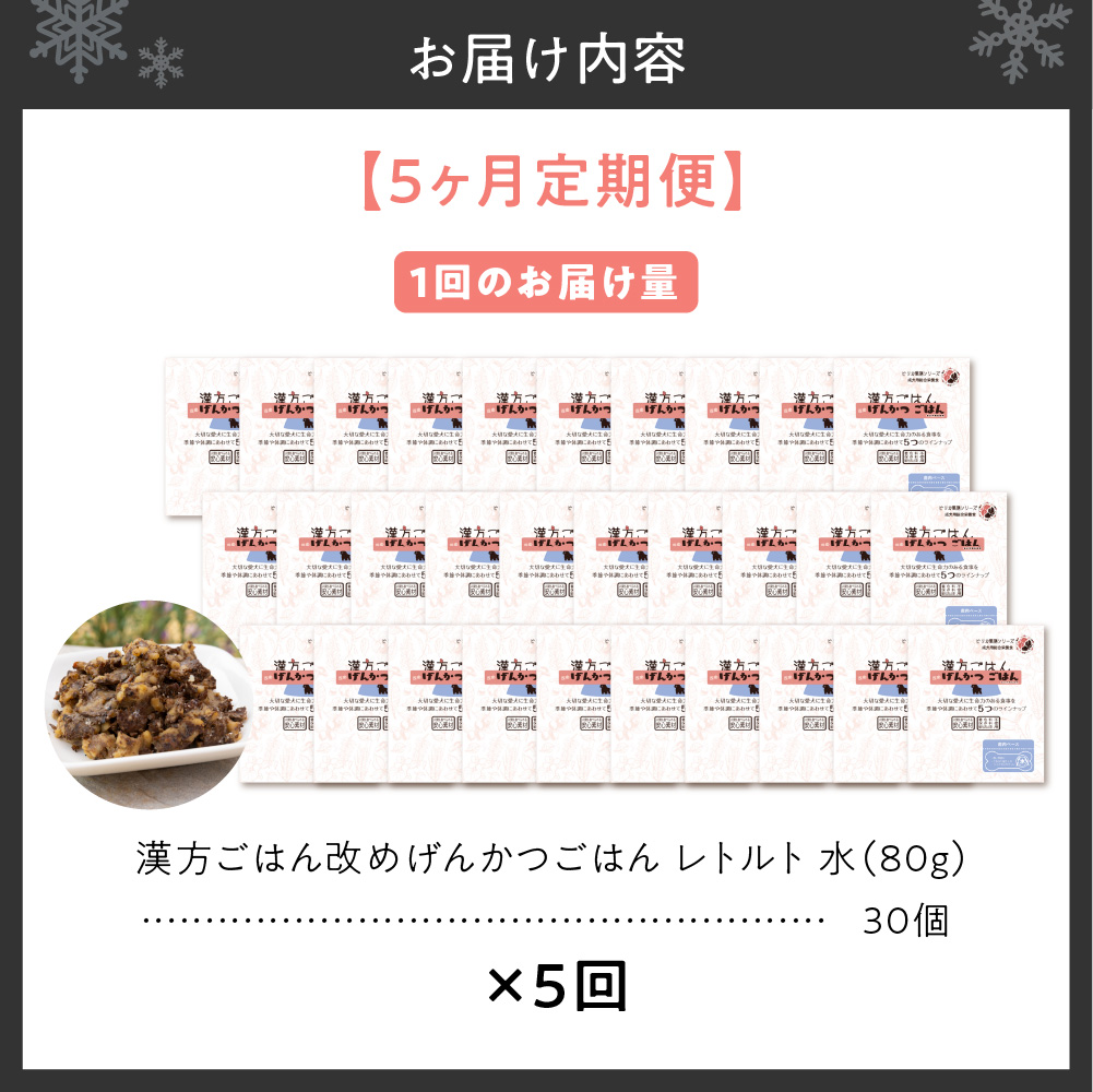 【定期便】漢方ごはん改めげんかつごはんレトルト『水』30個（30個×5回）