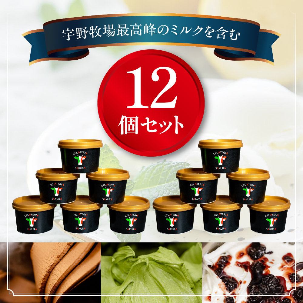 幸せな牛のミルクからできたジェラート パティシエおまかせ12個セット