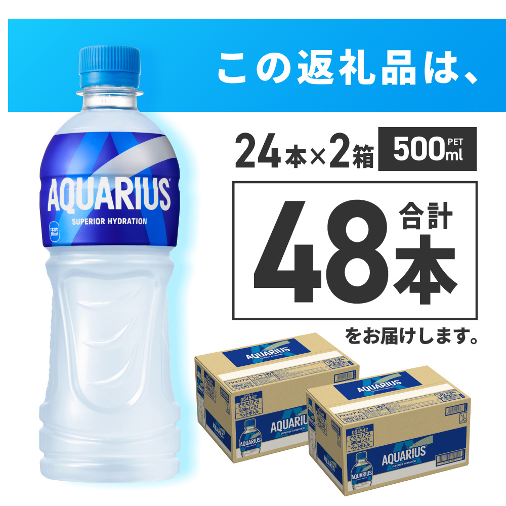 アクエリアス500mlPET×48本 ｜ コカ・コーラ 飲料 ドリンク 飲み物 スポーツドリンク スポドリ 北海道 札幌市