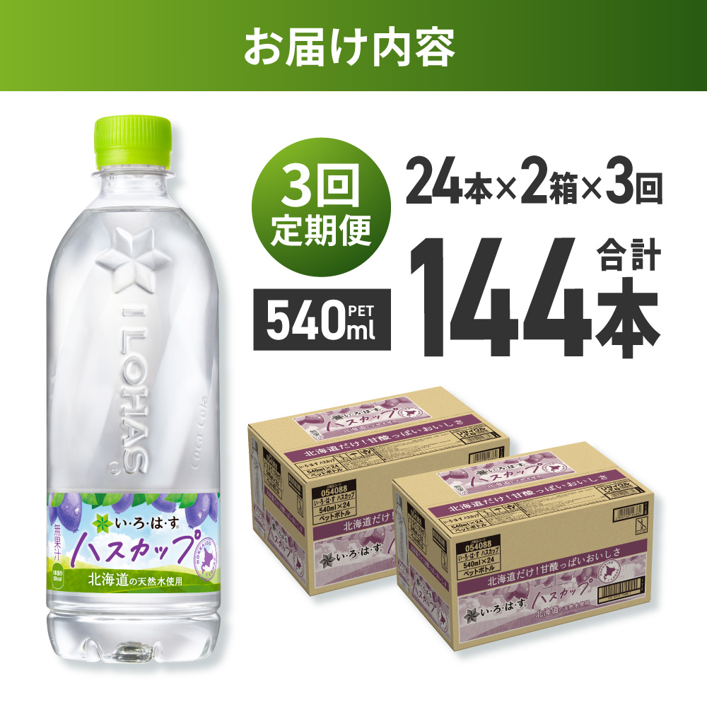 【３ヶ月定期便】い・ろ・は・す ハスカップ　540mlPET×48本｜コカ・コーラ 飲料 ドリンク 飲み物 水 北海道 札幌市