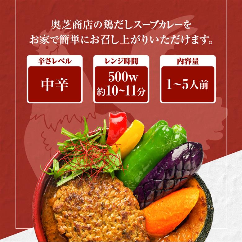 レンジで簡単！奥芝商店 鶏だしスープカレー【1人前300g×5個】　北海道 レトルト 人気 札幌