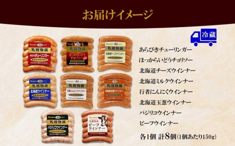 札幌バルナバハム　ウィンナー 8種 北海道 豚 あらびき チョリソー チーズ ミルク ネギ 玉葱 バジリコ ビーフ