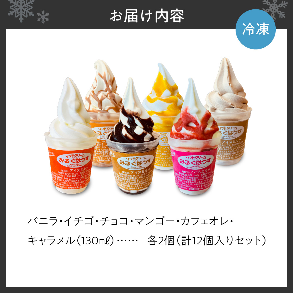 おウチで食べる北海道ソフトクリーム＆サンデーセット（6種類×2の12個セット）