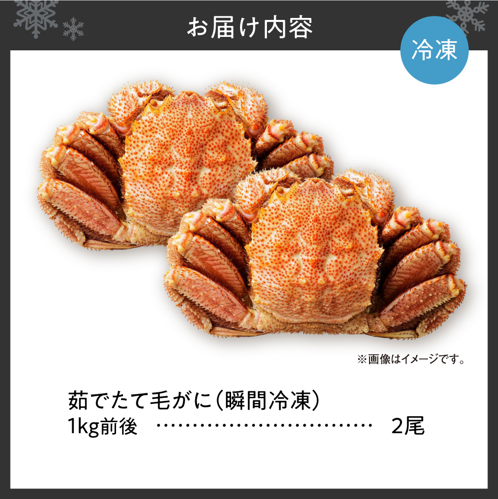 茹でたて毛がに(瞬間冷凍）1kg前後×2尾｜北海道産 毛ガニ 茹でたて 北海道 札幌市