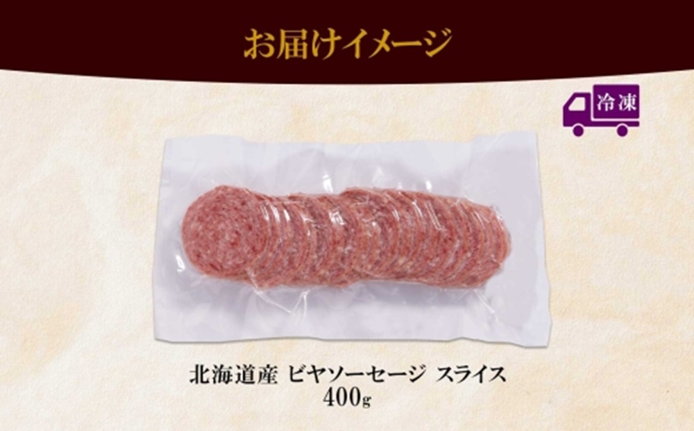 北海道産 ビヤソーセージ スライス 400g 冷凍 ソーセージ ボロニアソーセージ 牛肉 豚肉 酒のつまみ ホームパーティー 冷凍 ギフト バルナバハム 札幌バルナバフーズ 送料無料 北海道 札幌市
