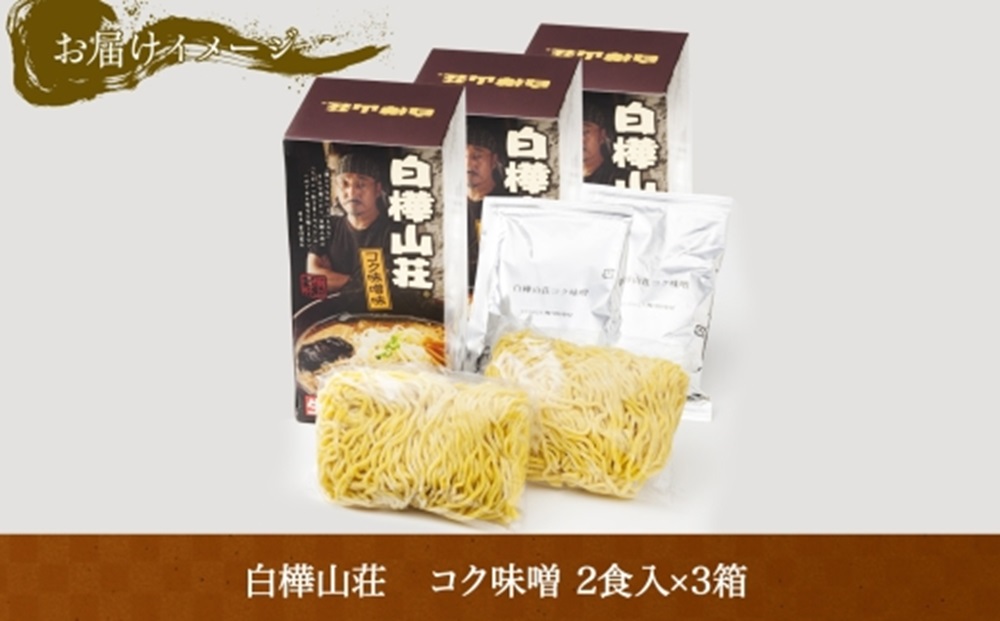 麺処 白樺山荘 コク味噌味 2食入×3箱セット（スープ付） らーめん 詰め合わせ セット お取り寄せ グルメ 拉麺 さっぽろ コク みそ ラーメン横丁 森住製麺 生麺 産直 ご当地ラーメン 人気 グルメ お土産 送料無料 北海道 札幌市
