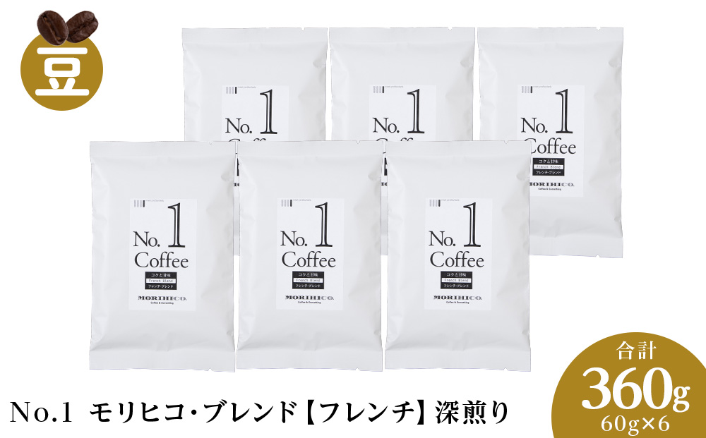 No.1 モリヒコ・ブレンド【フレンチ】　60g×６　合計360g