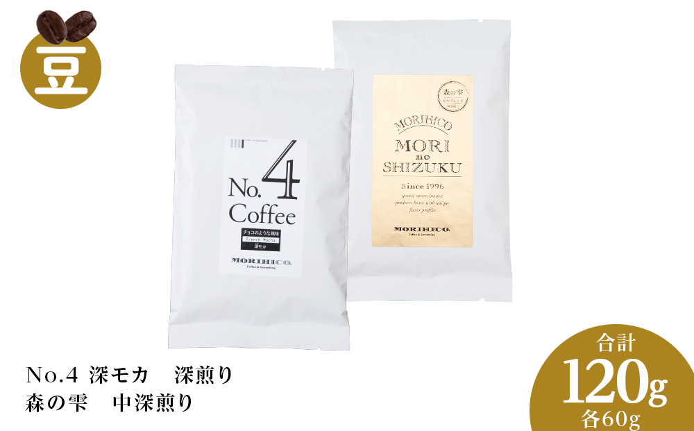 コーヒー豆セット　No.4 深モカと森の雫セット　合計120g