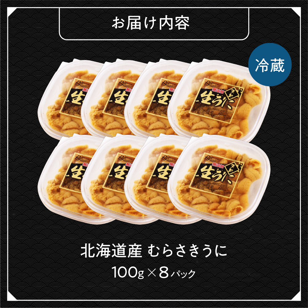【先行予約】《北海道産》ムラサキウニ 塩水 100g ×8パック＜札幌カネシン水産＞ | ウニ丼 無添加 北海道 札幌市