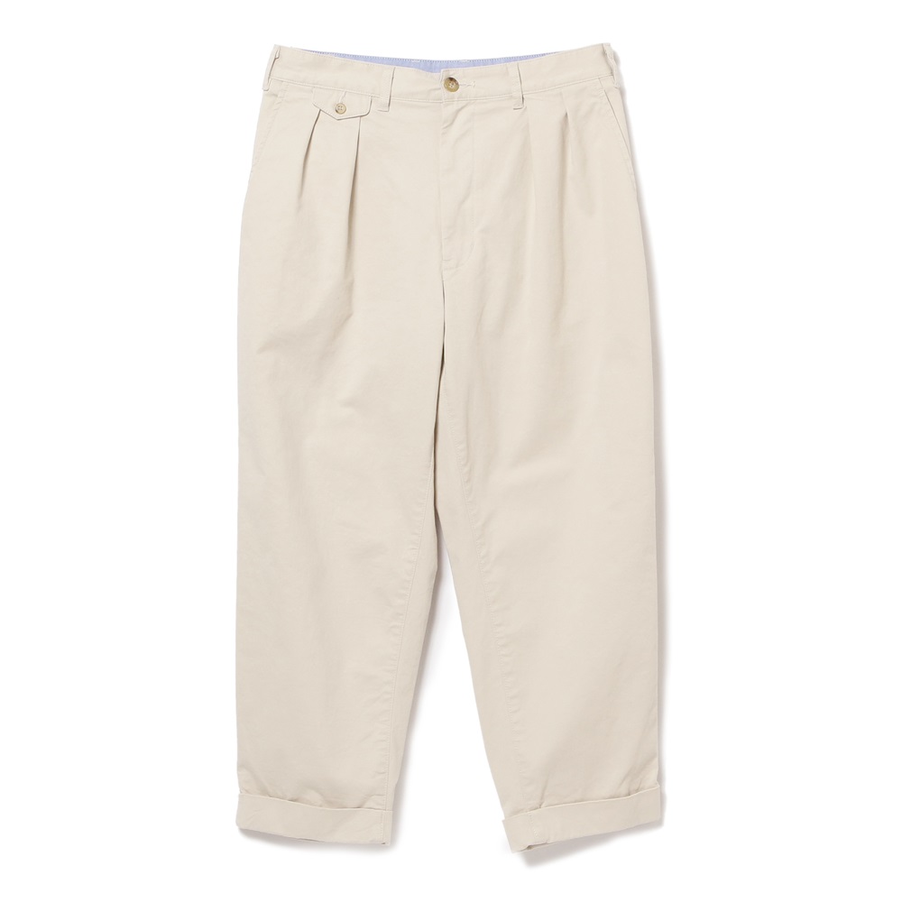 BEAMS PLUS 2プリーツ ツイル パンツ　CEMENT　M