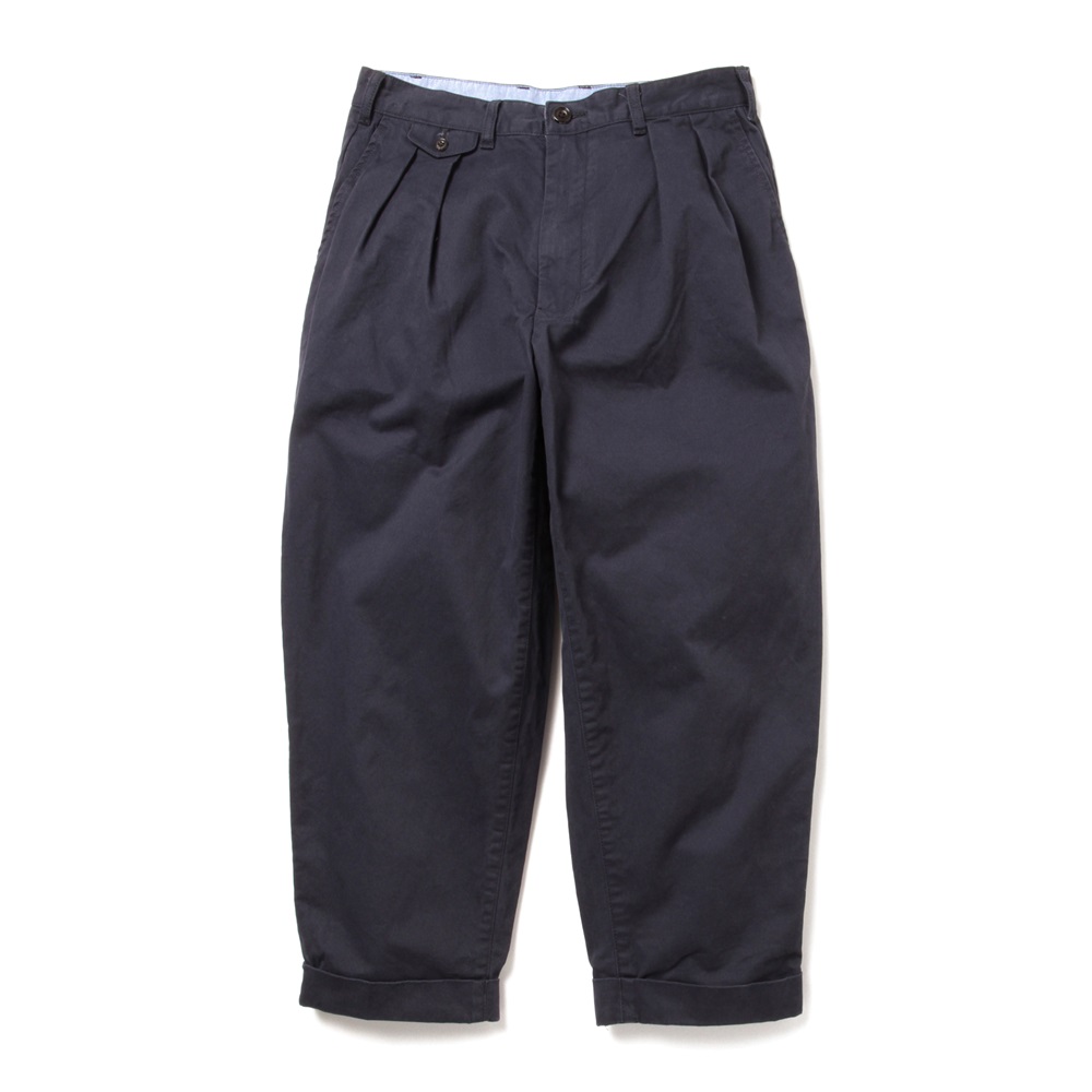 BEAMS PLUS 2プリーツ ツイル パンツ　NAVY　XS