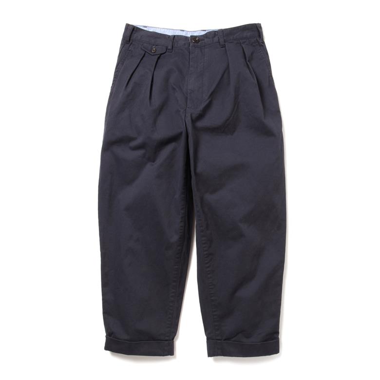BEAMS PLUS 2プリーツ ツイル パンツ　NAVY　XL
