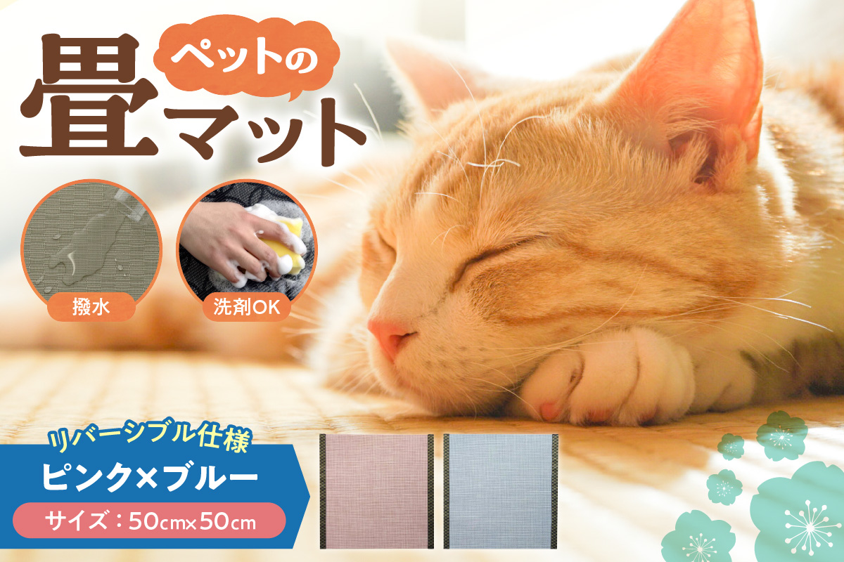 ペットの畳マット　50　ピンク×ブルー