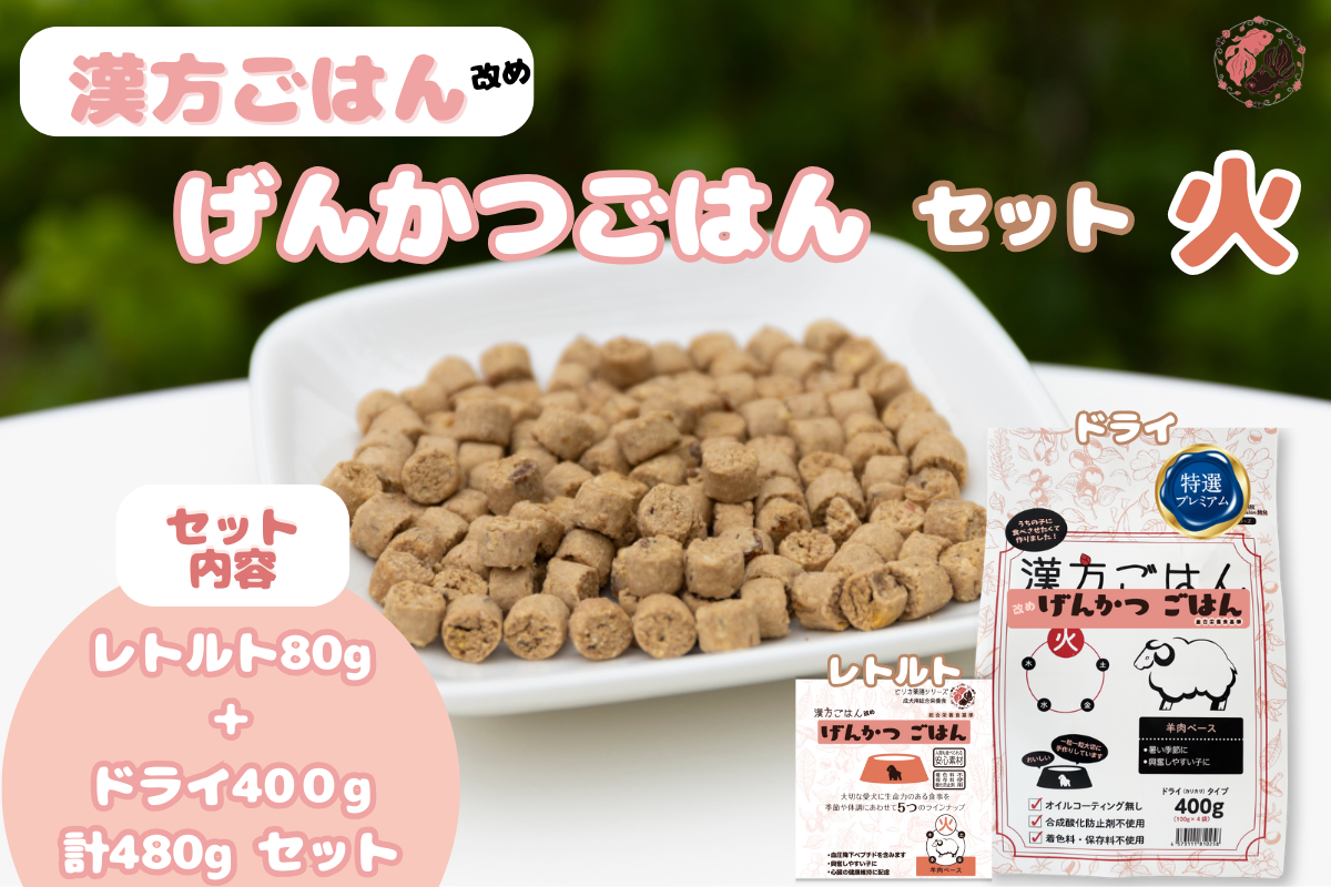漢方ごはん改めげんかつごはん火（ドライ400g＋レトルト1個）セット	