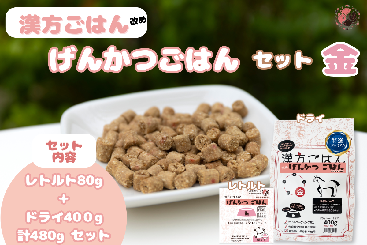 漢方ごはん改めげんかつごはん金（ドライ400g＋レトルト1個）セット	