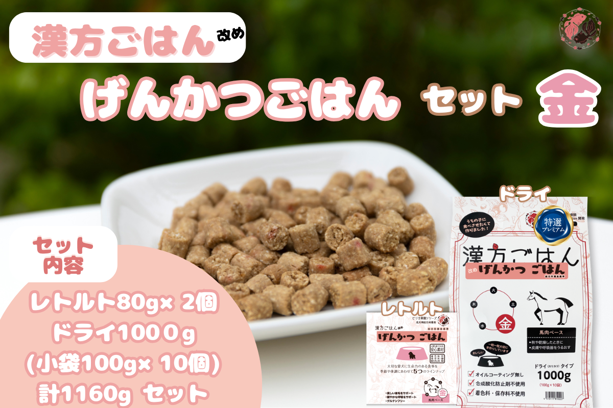 漢方ごはん改めげんかつごはん金（ドライ1000g＋レトルト2個）セット