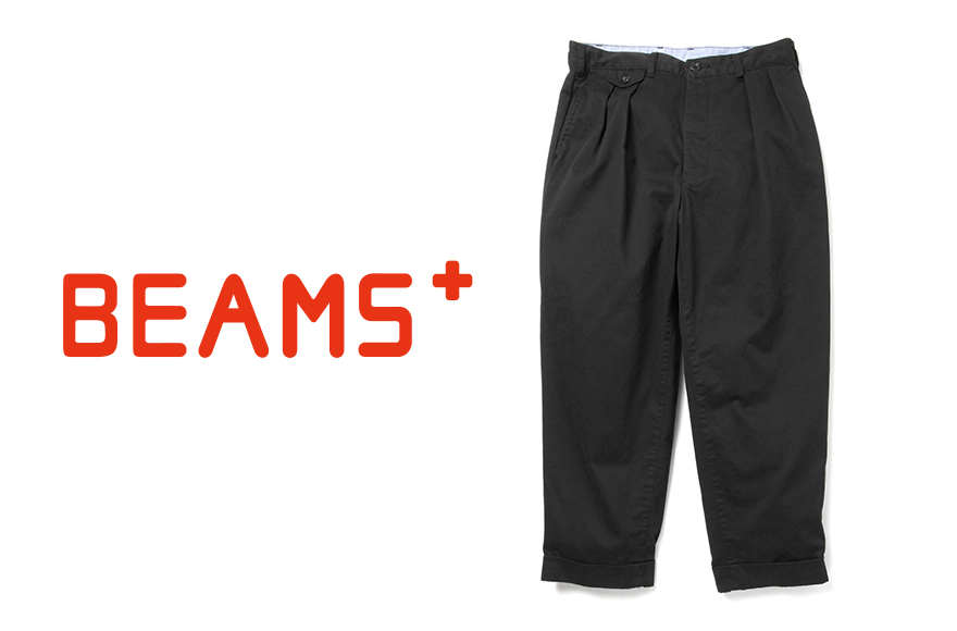 BEAMS PLUS 2プリーツ ツイル パンツ　BLACK　M