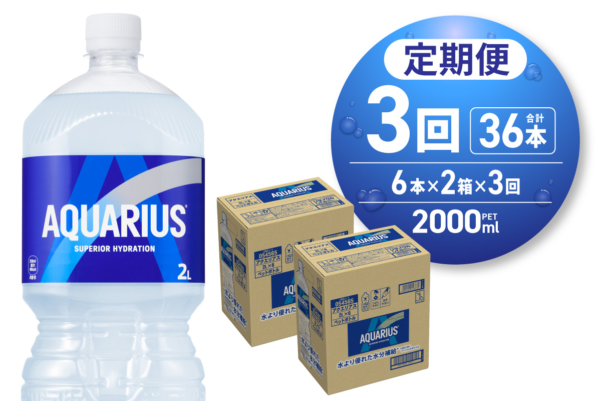 【３ヶ月定期便】アクエリアス　2000mlPET×12本