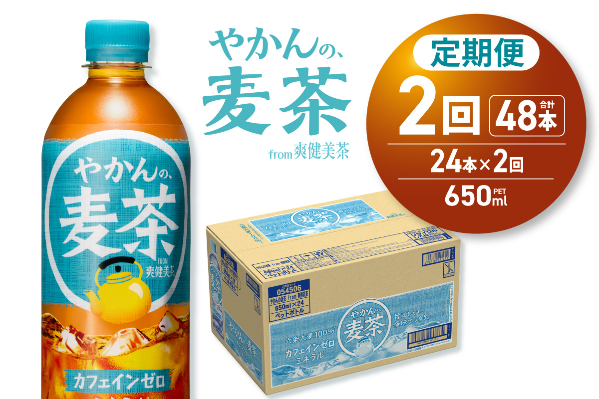 【２ヶ月定期便】やかんの麦茶 from 爽健美茶 650mlPET×24本 ｜ コカ・コーラ 飲料 ドリンク 飲み物 お茶 北海道 札幌市