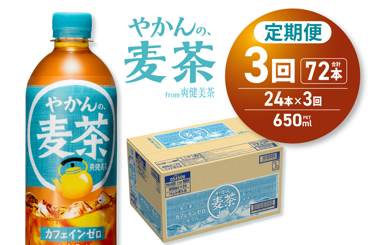 【３ヶ月定期便】やかんの麦茶 from 爽健美茶 650mlPET×24本 ｜ コカ・コーラ 飲料 ドリンク 飲み物 お茶 北海道 札幌市