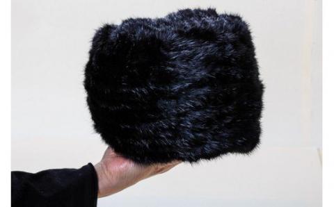 ブラックミンク ヤーン帽子_HD026-003