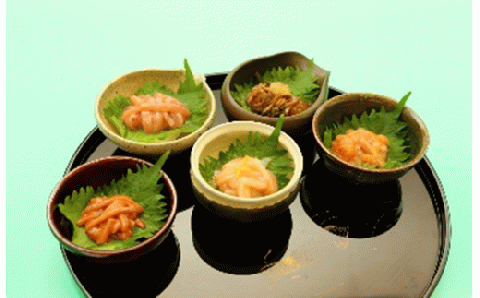 「兼八」函館の便り 塩辛詰合（１００ｇ瓶５本セット）_HD068-003