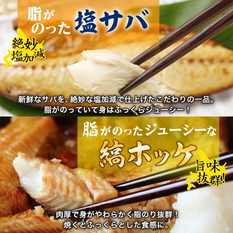 紅鮭切り身&塩サバ フィレ&縞ホッケ半身各2枚セット_HD214-012