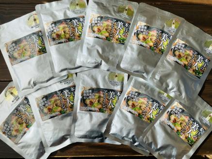 おかげさまで5万本突破！函館生まれの万能調味料『極UMAMI美人』で味付けしたお出汁味のイカ・ほたて入りアヒージョ10個セット_HD120-005