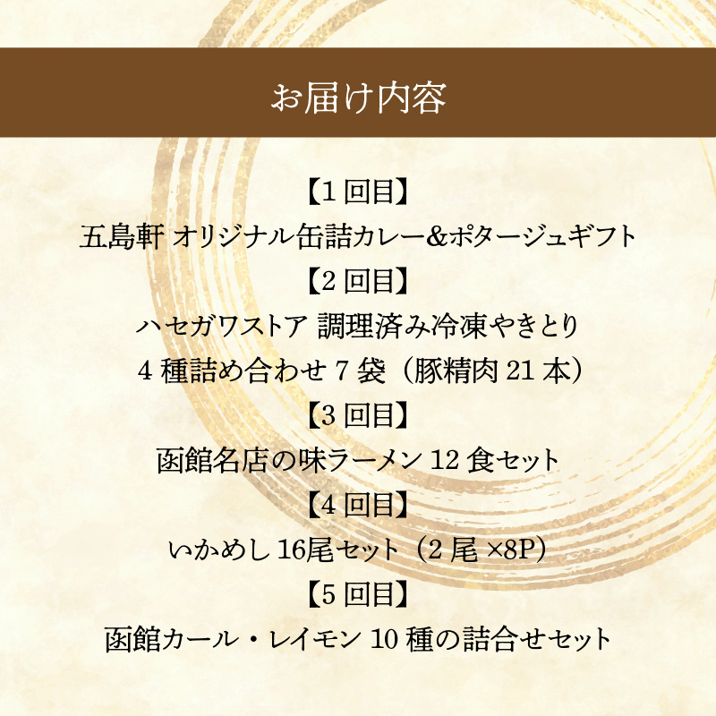 函館ご当地グルメ定期便 10万円（全5回）_HS001-012
