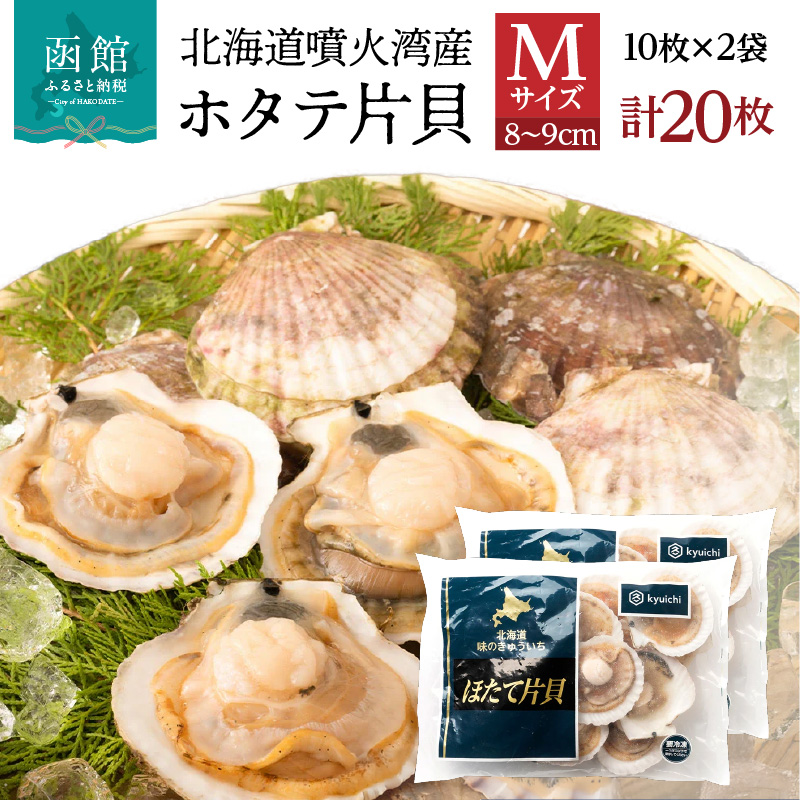 北海道噴火湾産ホタテ片貝 (Mサイズ／10枚×2袋)【計20枚】_HD117-038 【M】10枚×2袋（計20枚）