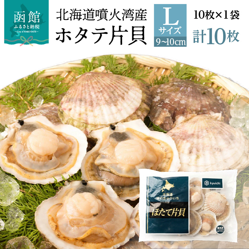 北海道噴火湾産ホタテ片貝 (Lサイズ／10枚×1袋)【計10枚】_HD117-040 【L】10枚×1袋（計10枚）