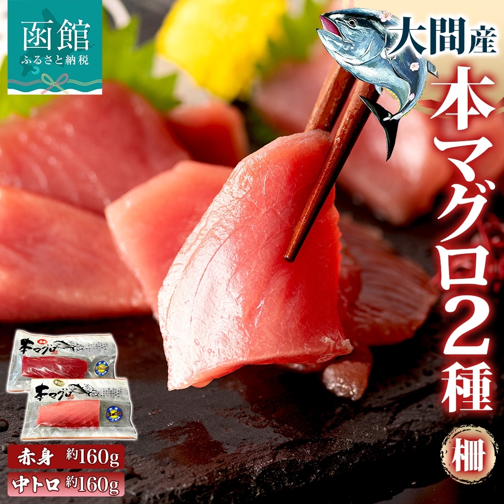 大間産 本マグロ 2種 赤身 約160g 中トロ 約160g_HD144-010