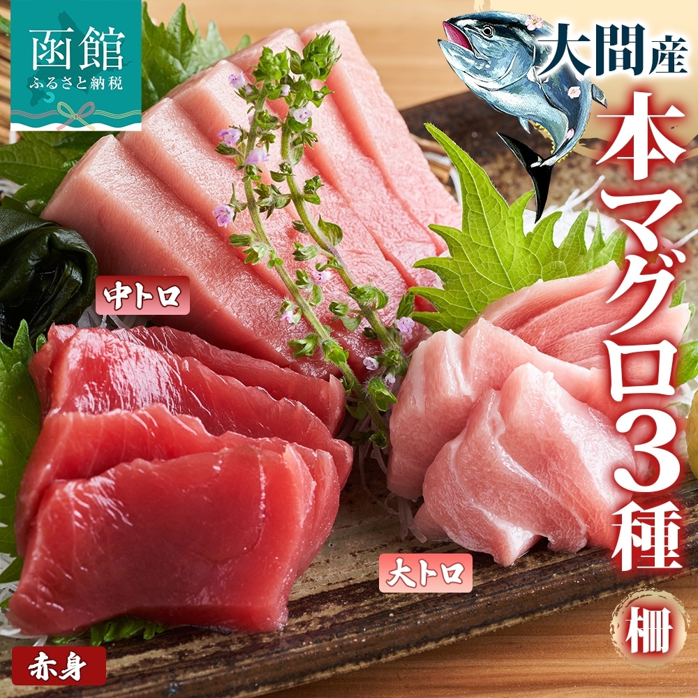 大間産 本マグロ 3種 赤身 約160g 中トロ 約160g 大トロ 約80g_HD144-013