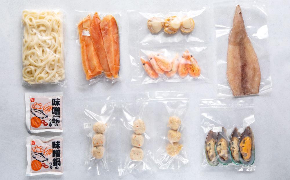 [A1727] 石狩鍋 鮭 帆立 つみれ うどん付