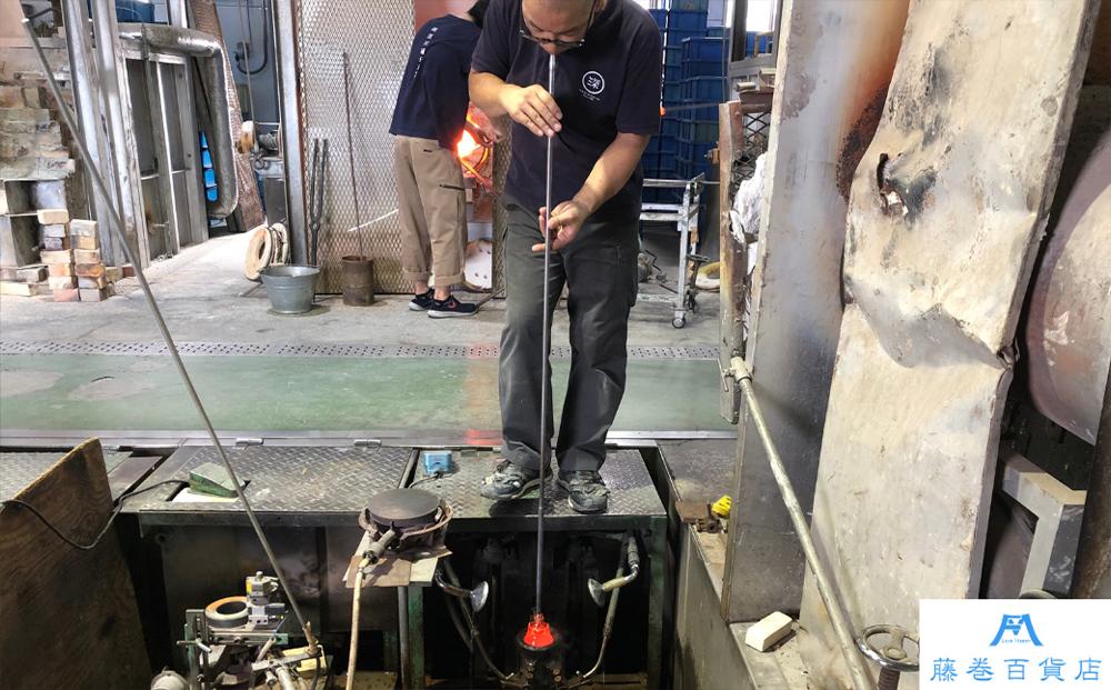 DW007【藤巻百貨店】深川硝子工芸/国産クリスタルグラス「GOKAN」Fujimaki Blue （ROCK WAVE）