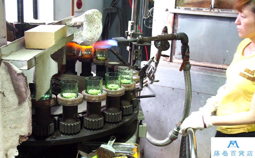 DW007【藤巻百貨店】深川硝子工芸/国産クリスタルグラス「GOKAN」Fujimaki Blue （ROCK WAVE）