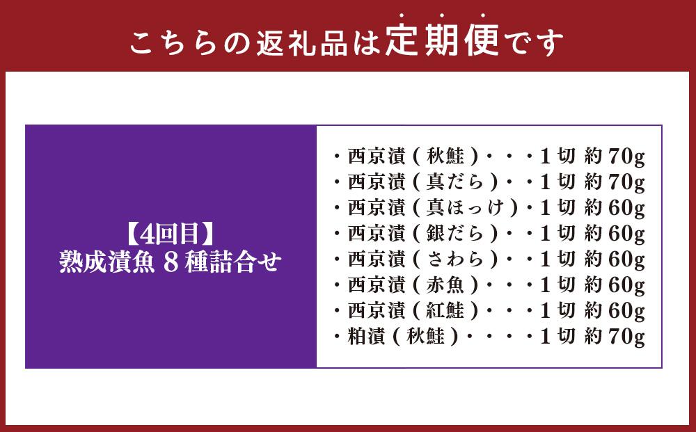 【4カ月定期便】紅鮭と北海道産干物の詰合せ・熟成漬魚 8種詰合せ