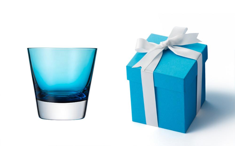 DW006【藤巻百貨店】深川硝子工芸/国産クリスタルグラス「GOKAN」Fujimaki Blue （ROCK）