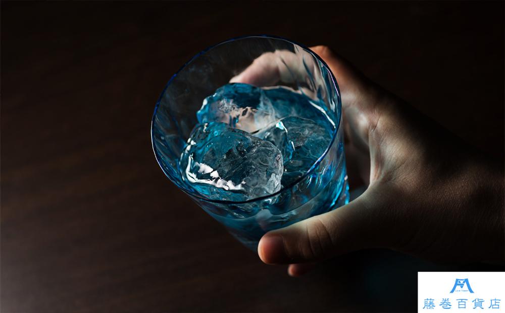 DW007【藤巻百貨店】深川硝子工芸/国産クリスタルグラス「GOKAN」Fujimaki Blue （ROCK WAVE）