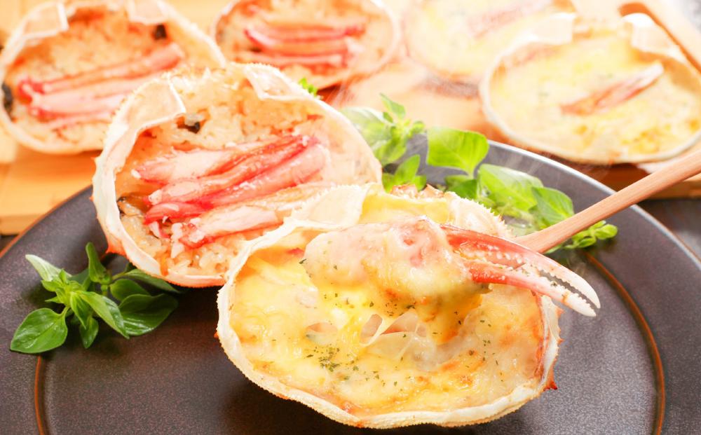 【全2回定期便】佐藤水産の蟹・帆立おこわと蟹グラタンの2回定期便