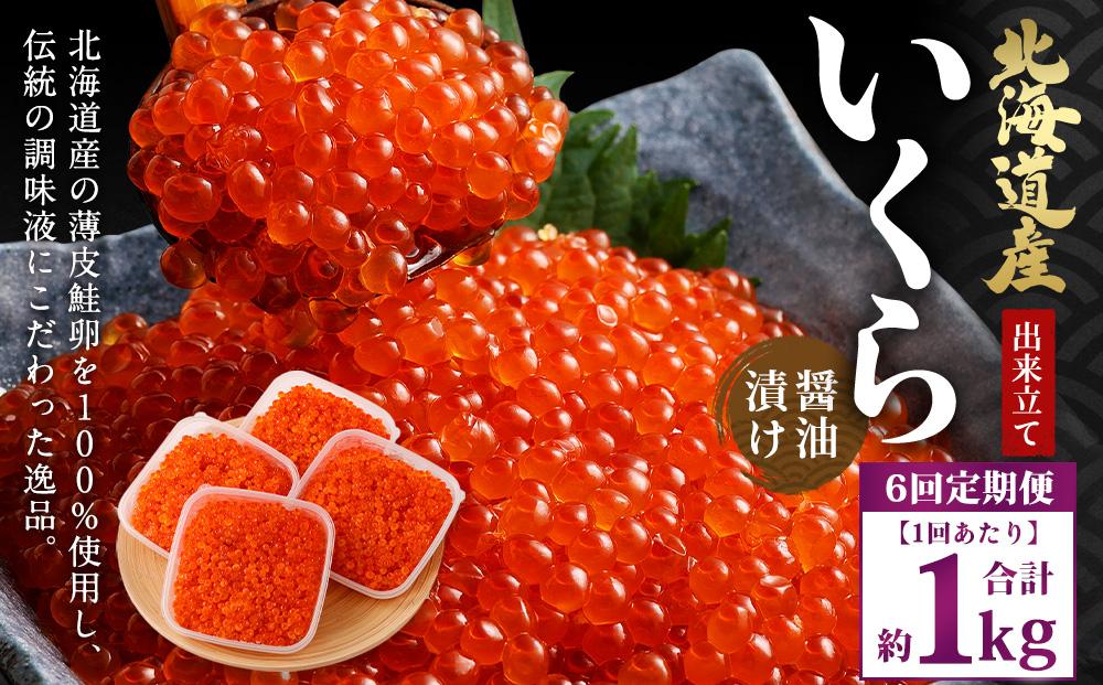 【6回定期便】北海道産 出来立て いくら醤油漬け 約250g×4パック(合計 約1kg) いくら イクラ