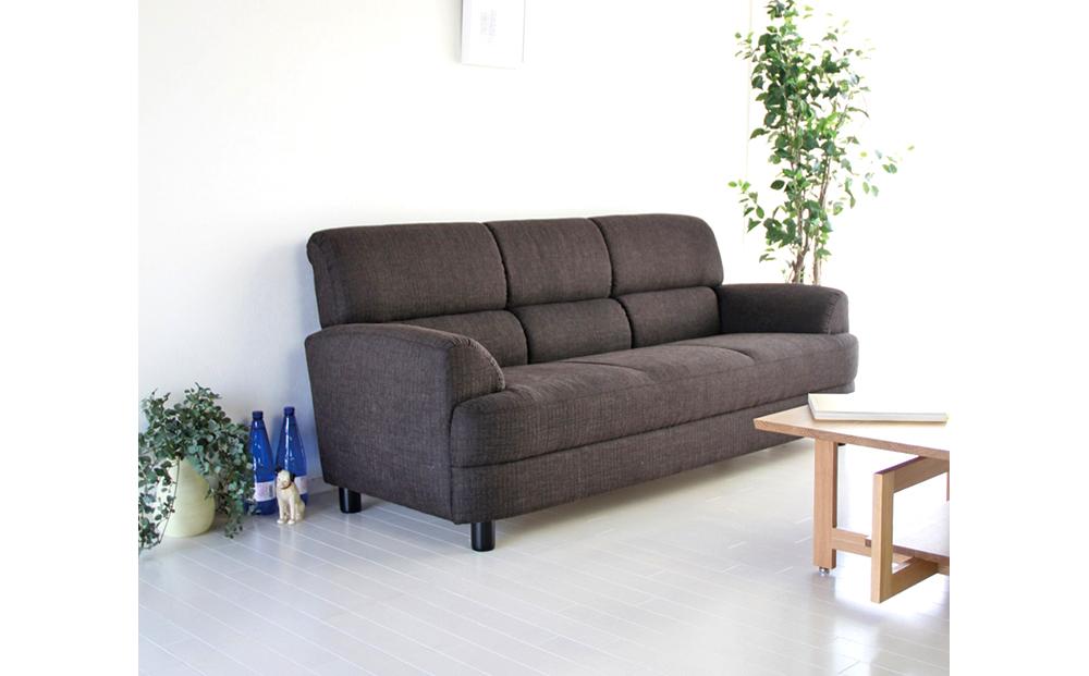 旭川家具 宮田産業 OLIVIA(オリビア) 3人掛けソファ ブラック色 【 国産 無垢 インテリア 木製 シック ソファ ソファー 2.5人掛け 3人掛け リビング ダイニング 北海道 】_00995