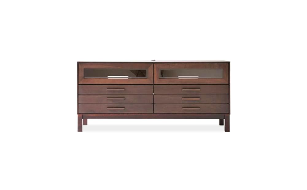 旭川家具　クリエイトファニチャー　Ｗ＆Ｂローボード 【 国産 無垢 インテリア 木製 収納 モダン ヴィンテージ テレビボード テレビ台 ハイボード AVボード  ウォールナット カバ ビーチ 北海道 】 _01234