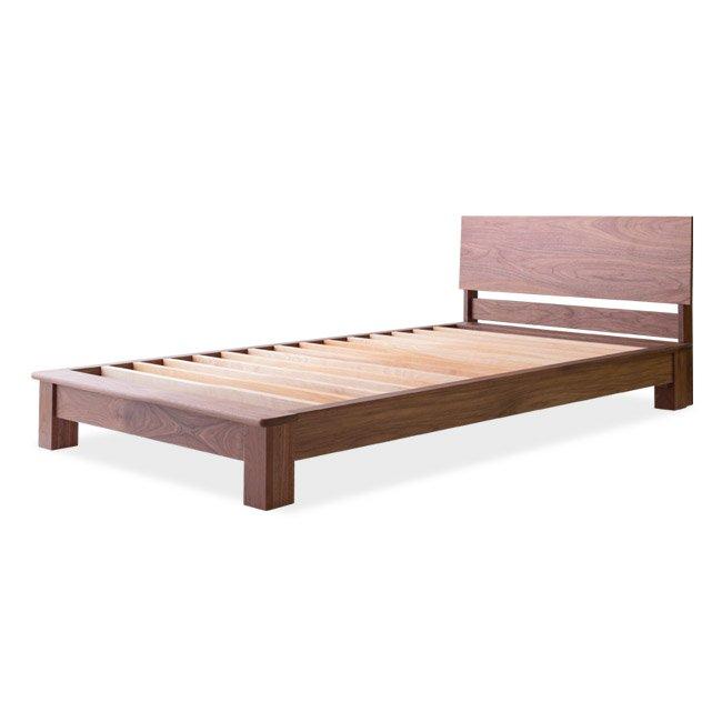 旭川家具　山室家具製作所　リネアNo.107セミダブルベッド　ウォールナット 【 国産 無垢 インテリア 木製 ナチュラル すのこ セミダブル ベッドフレーム 寝室 北海道 】 _01972