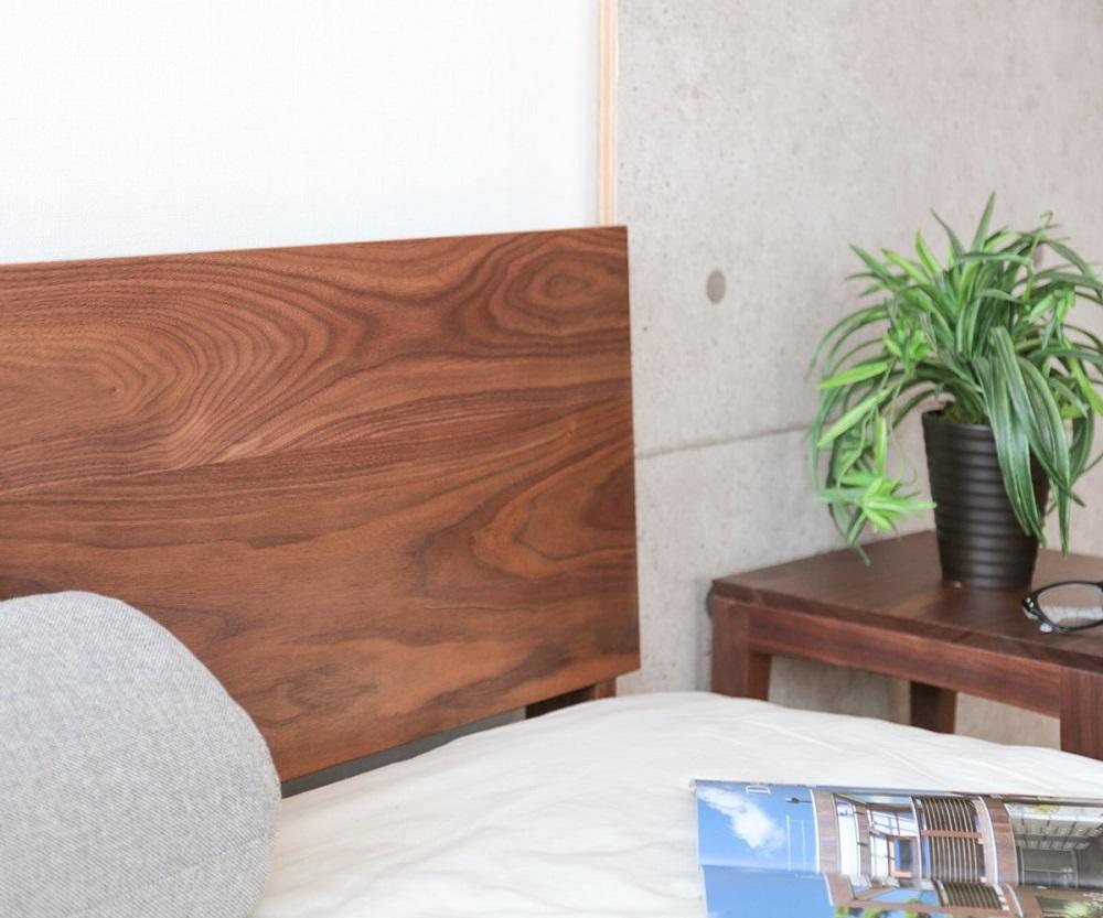 旭川家具　山室家具製作所　リネアNo.108ダブルベッド　ウォールナット 【 国産 無垢 インテリア 木製 ナチュラル すのこ ダブル ベッドフレーム 寝室 北海道 】 _01973